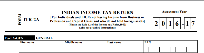 Picture of the ITR-2A Form