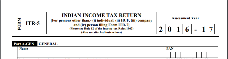 Picture of the ITR-5 Form